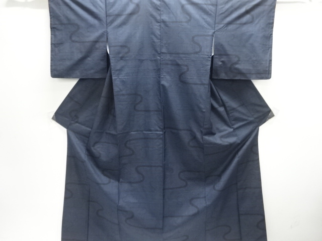 JAPANESE KIMONO / UNUSED / SILK / DORO OSHIMA TSUMUGI / WOVEN ABSTRACT PATTERN